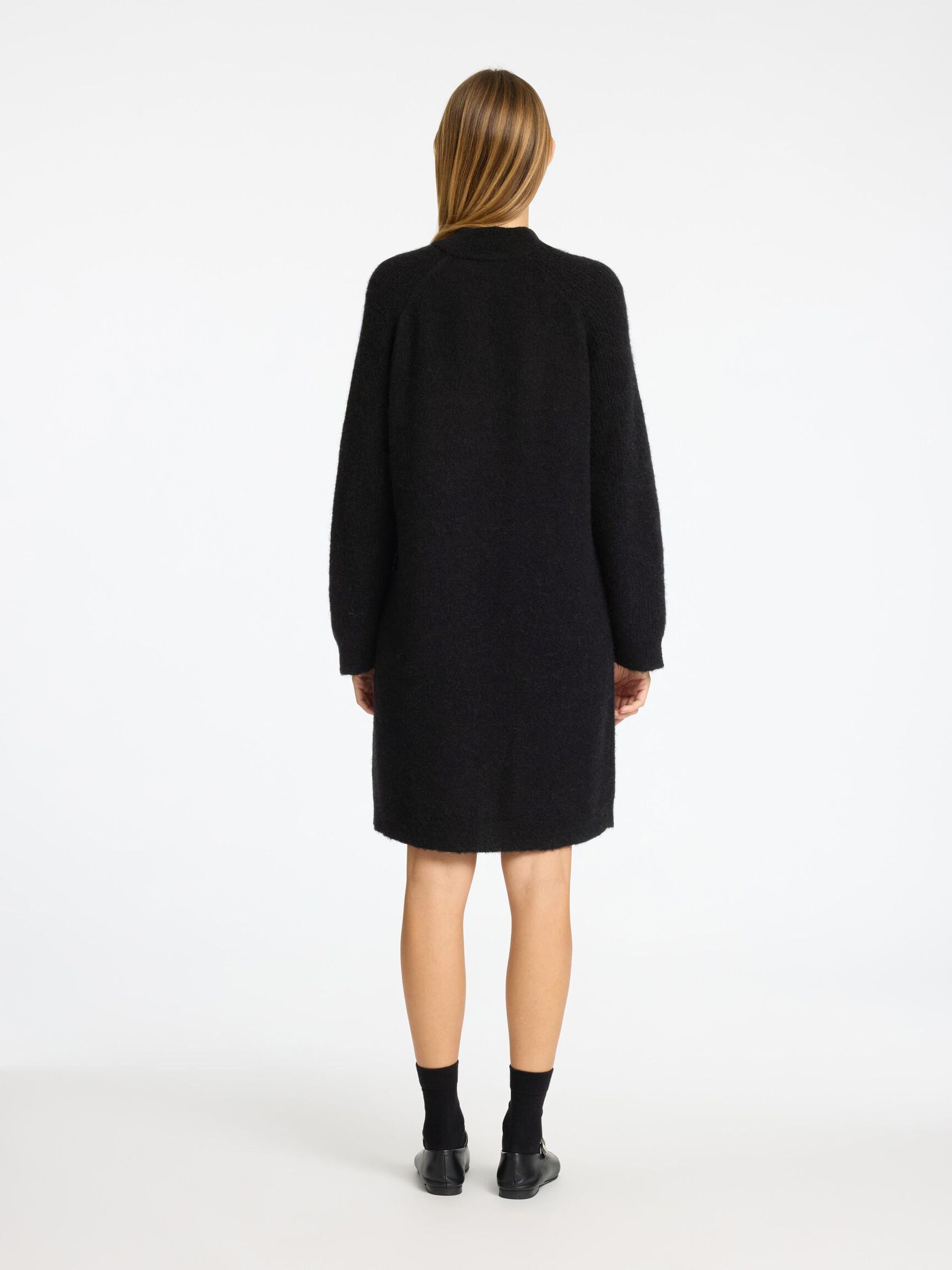 WOOL BLEND MINI DRESS, Black, highres