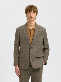 WOOL BLEND SINGLE-BREASTED BLAZER, Slate Black, highres