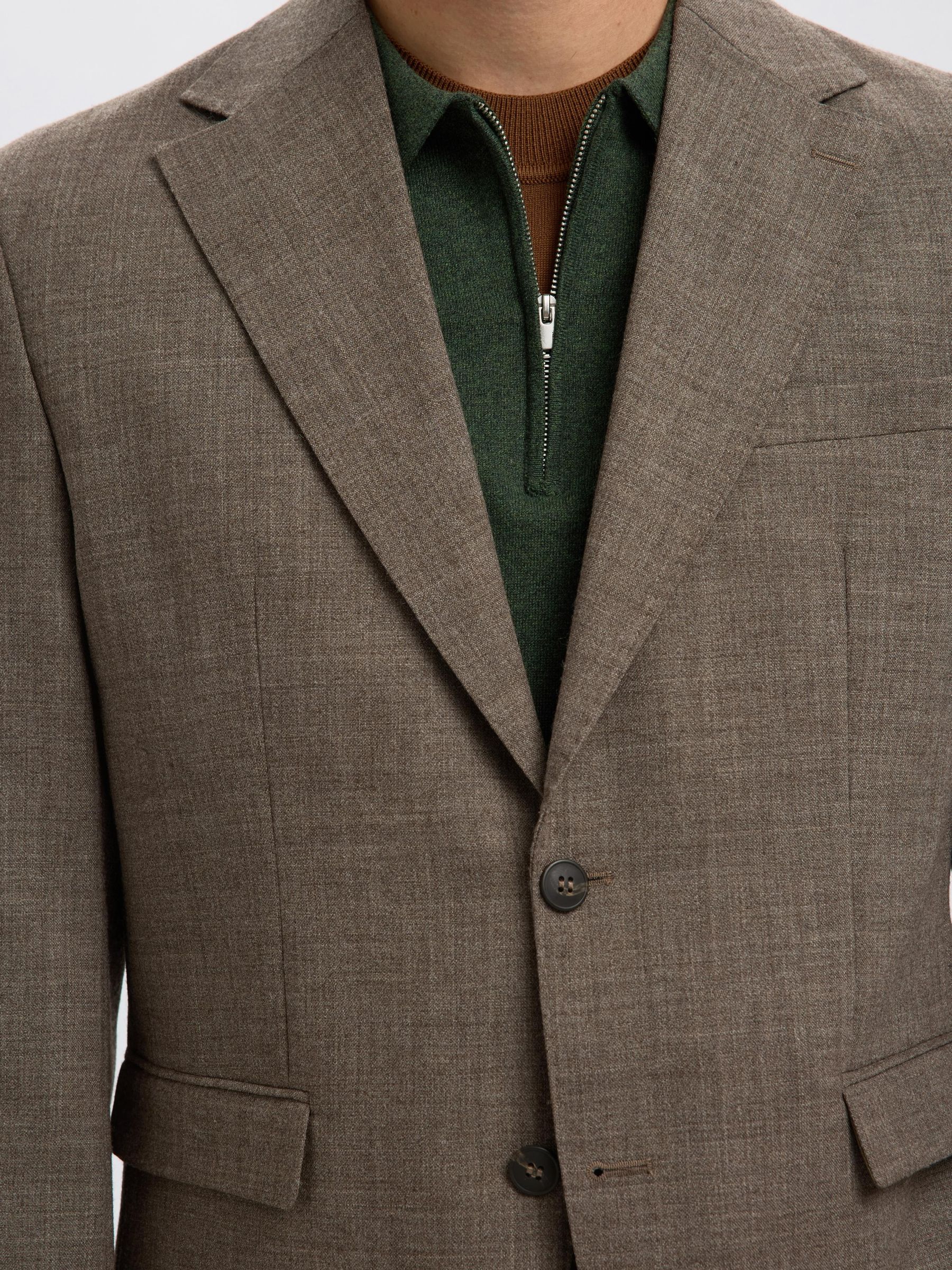 REGULAR FIT WOOL BLAZER, Light Brown Melange, highres