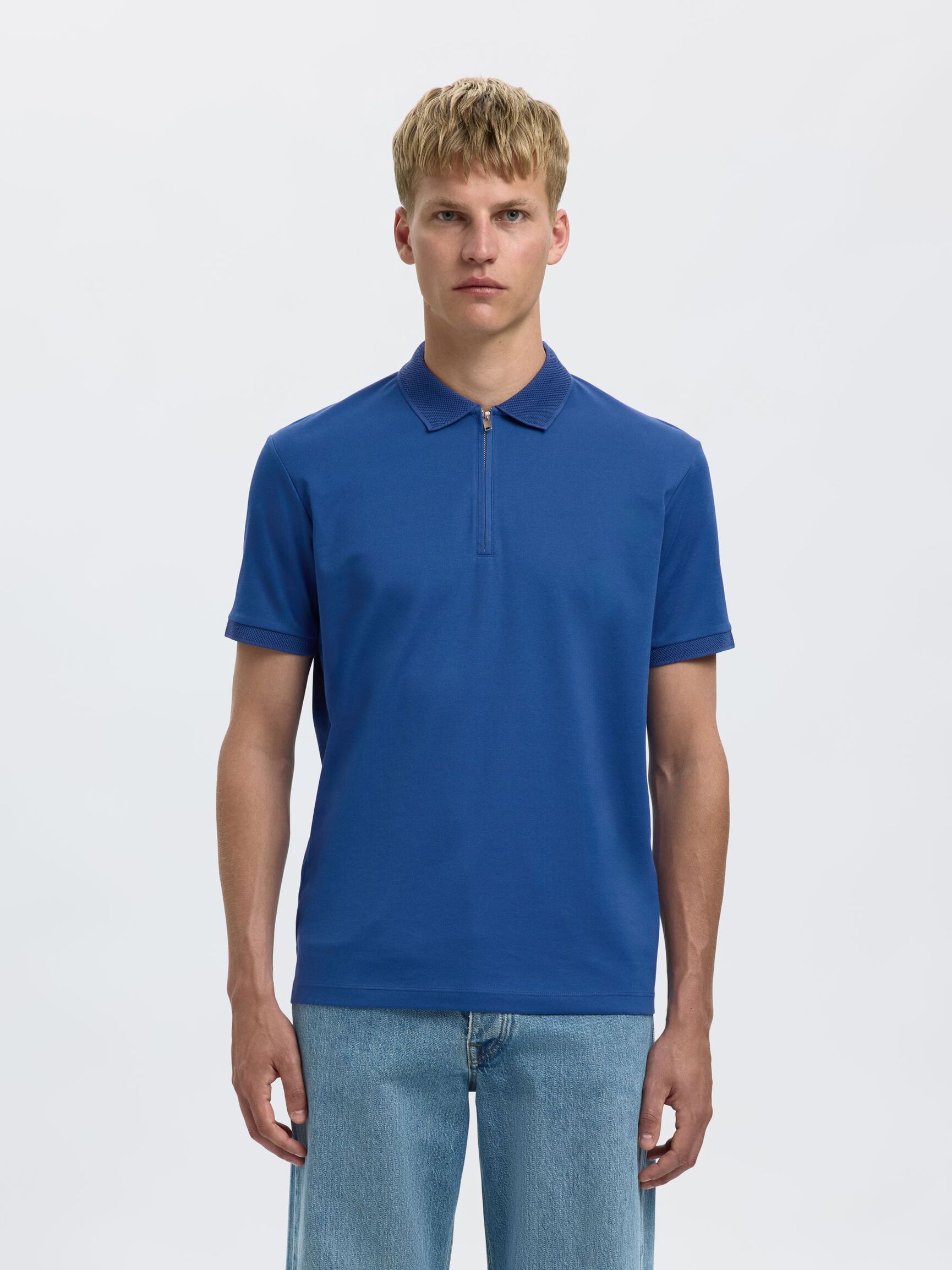 ZIPPER POLO SHIRT, Set Sail, highres