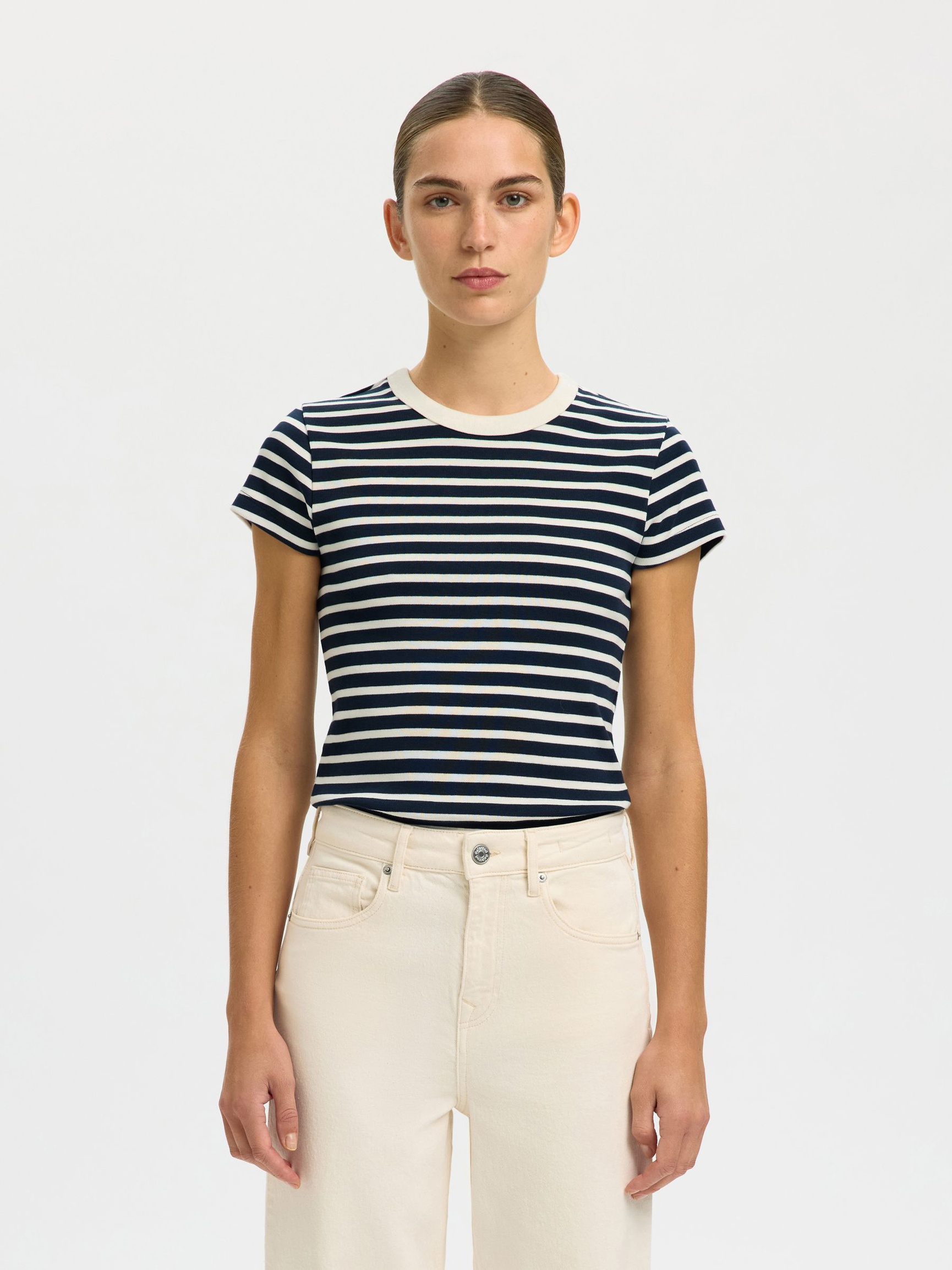 COTTON SHORT-SLEEVED T-SHIRT, Dark Sapphire, highres