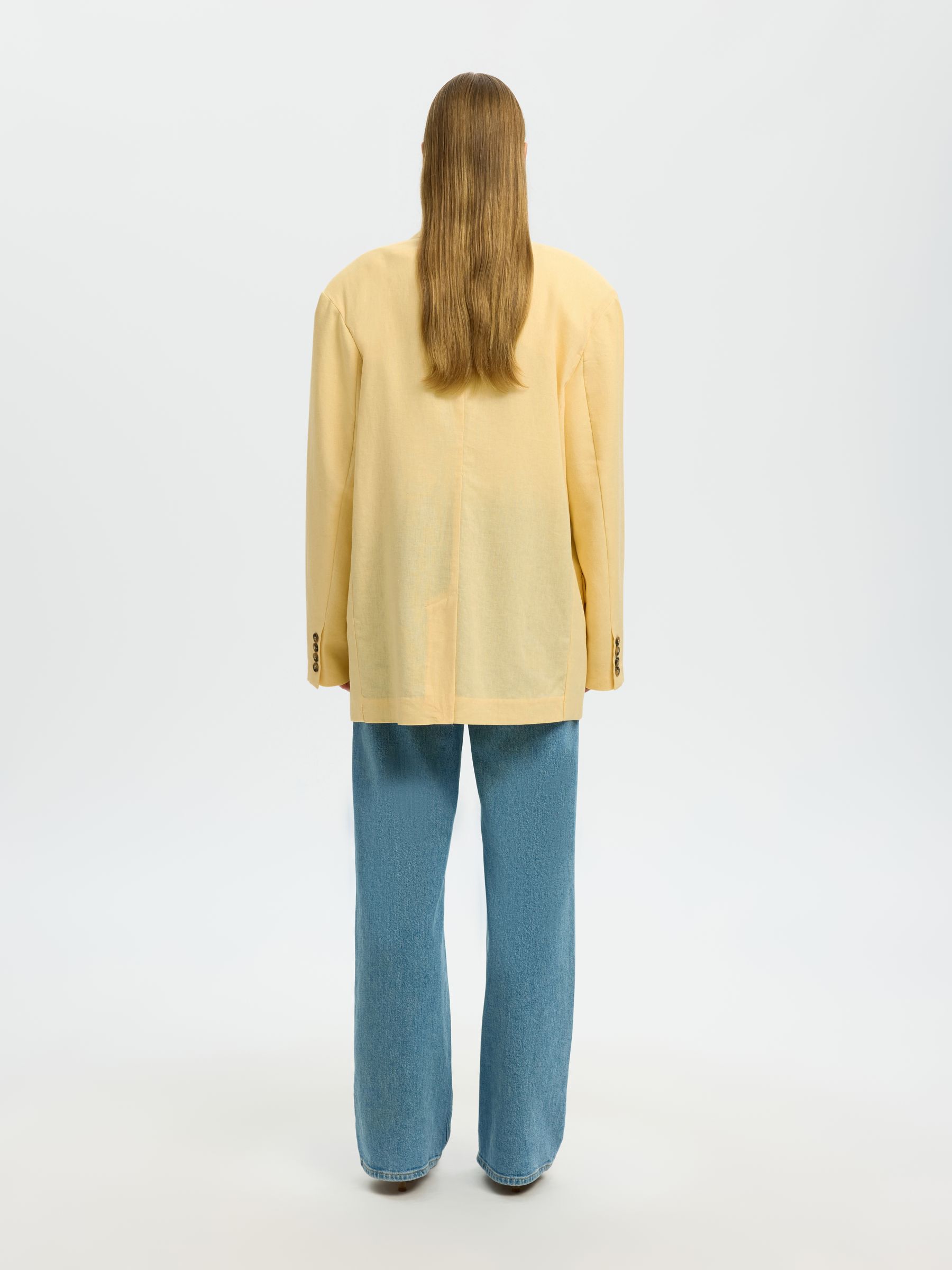 LINEN BLEND OVERSIZED BLAZER, Italian Straw, highres