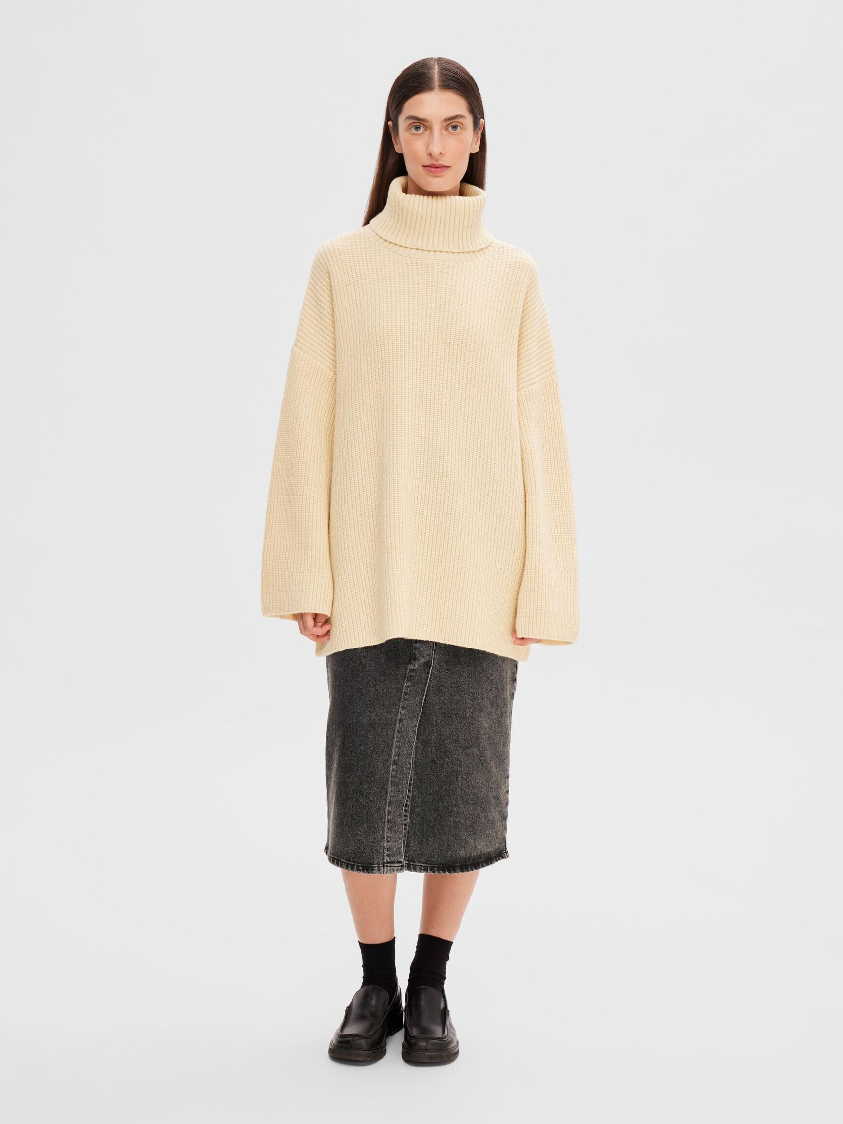 OVERSIZED WOLLGEMISCH PULLOVER, Birch, highres