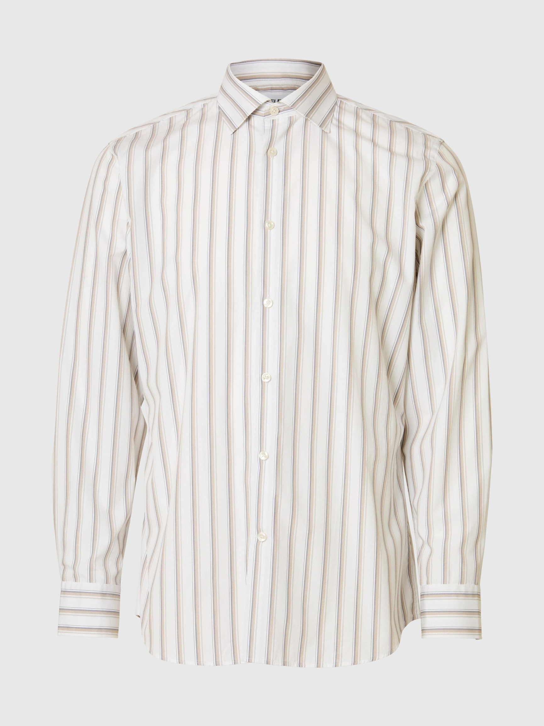 STRIPED SLIM FIT SHIRT, Bright White, highres
