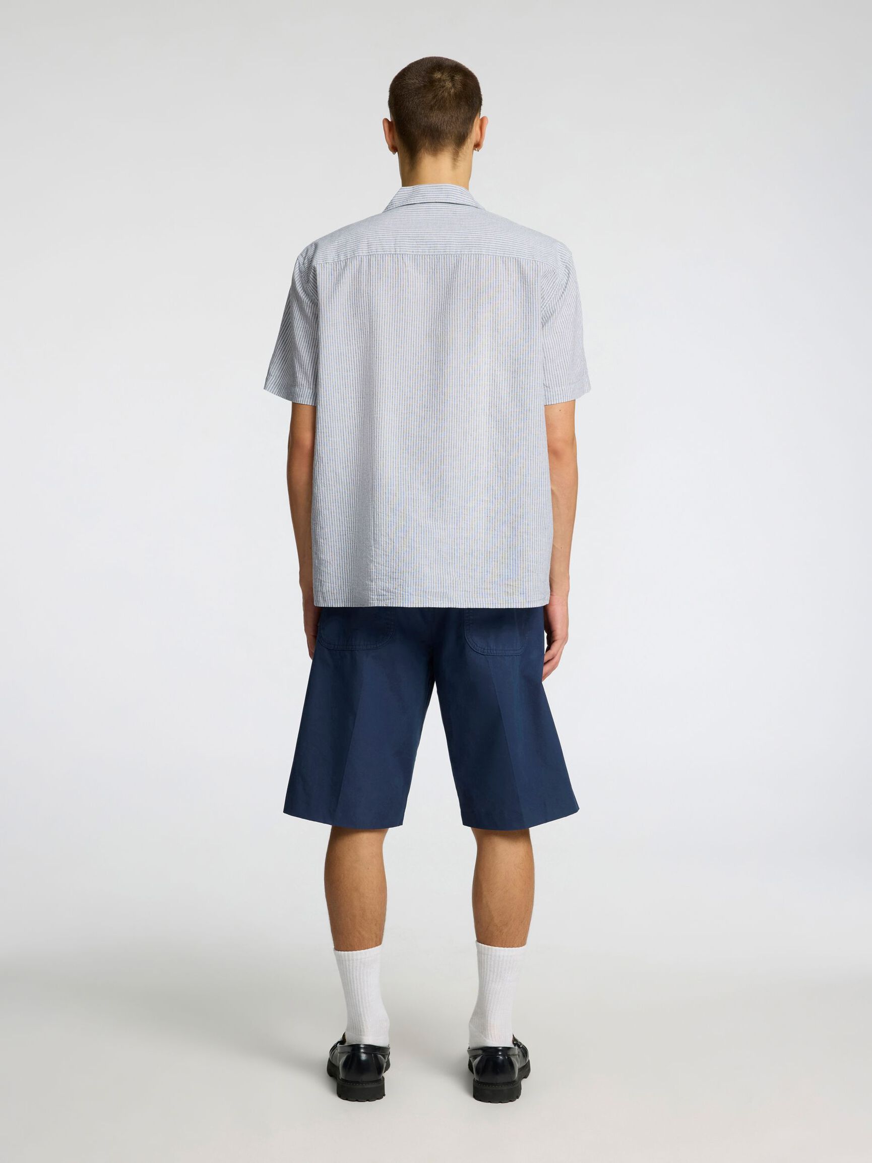 LINEN BLEND SHORT SLEEVED SHIRT, Bright White, highres