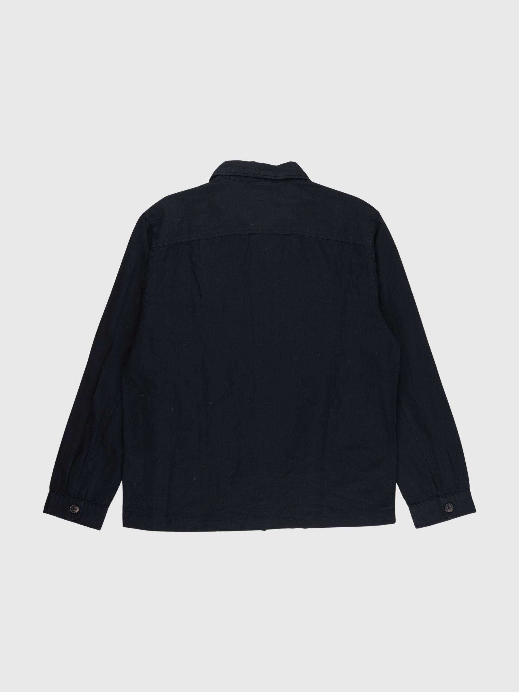 LINEN BLEND OVERSHIRT, Black, highres