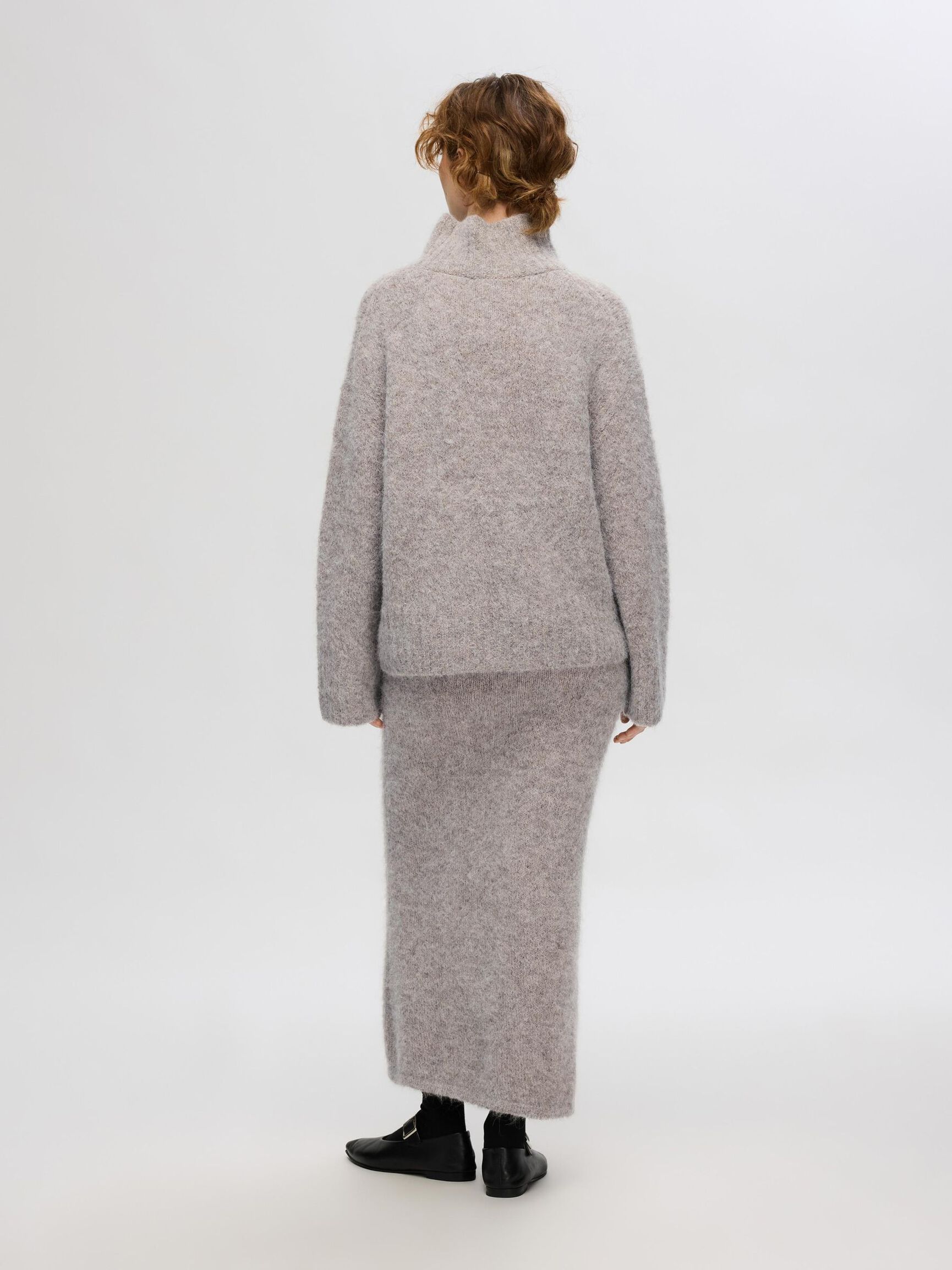 WOOL BLEND HIGH-NECK  PULLOVER, Steel Gray, highres
