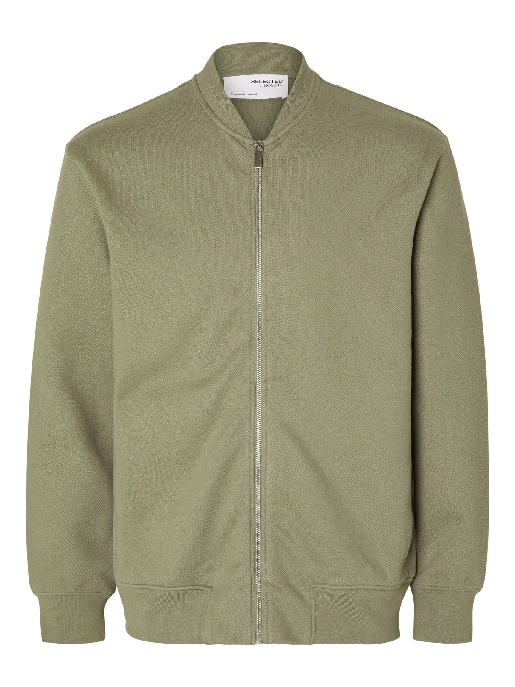 JERSEY SWEAT-CARDIGAN, Vetiver, highres