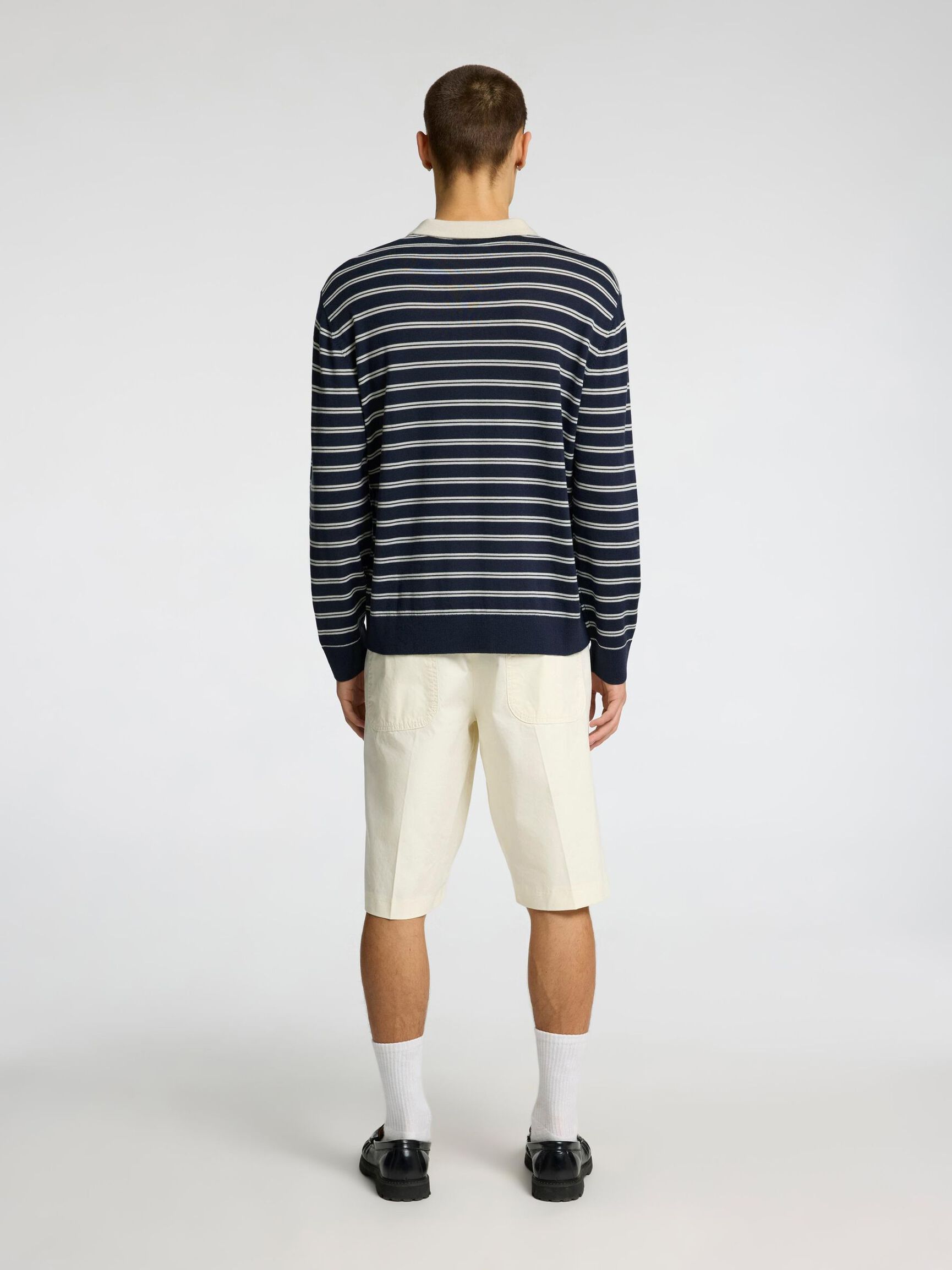 100% MERINO WOOL LONG-SLEEVED POLO, Outer Space, highres