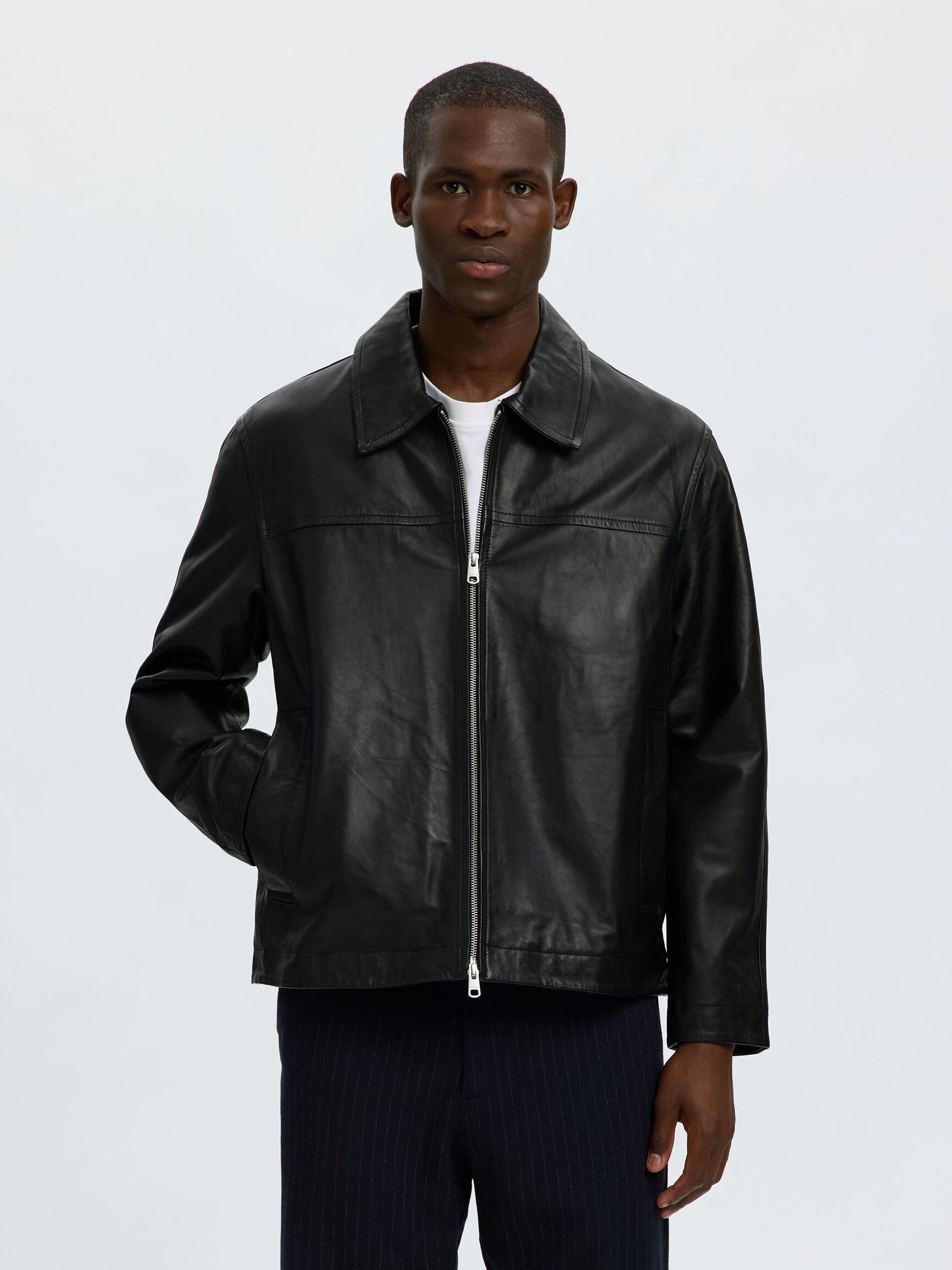 RITS LEREN JAS, Black, highres