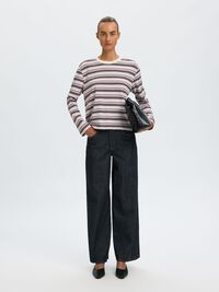 GESTREEPT T-SHIRT MET LANGE MOUWEN, Winsome Orchid, highres