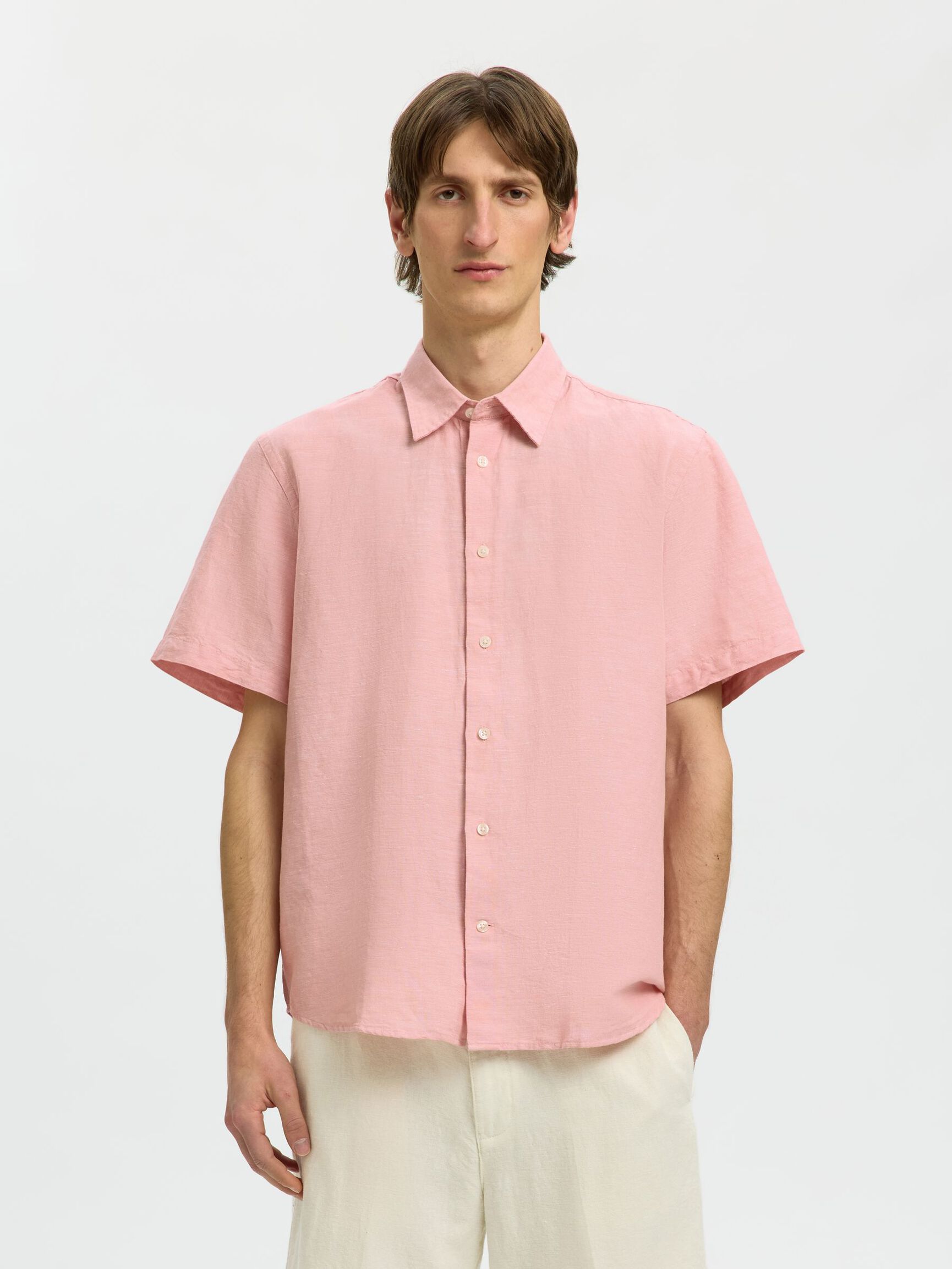 REGULAR FIT LINEN-BLEND SHIRT, Rose Dawn, highres