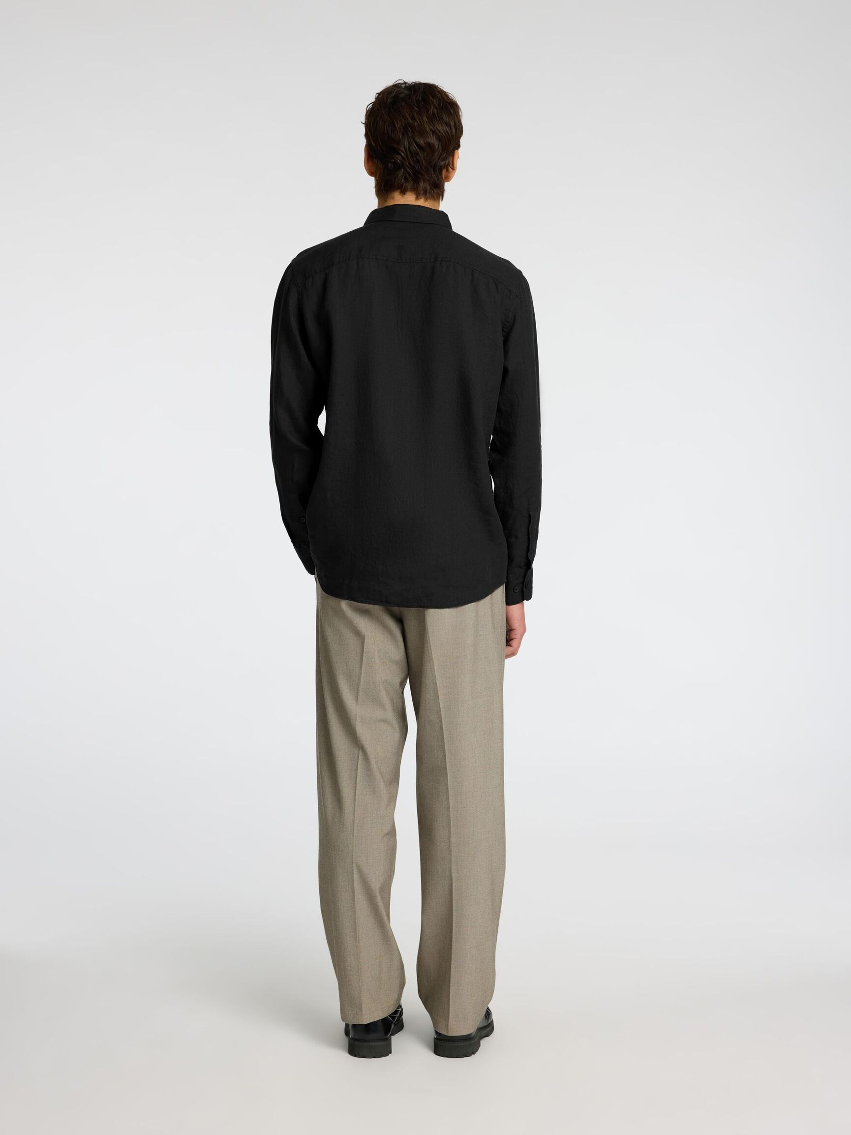 100% LEINEN HEMD, Black, highres
