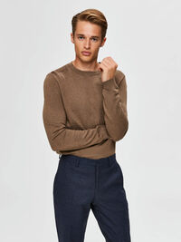 LONG-SLEEVED KNITTED JUMPER, Teak, highres