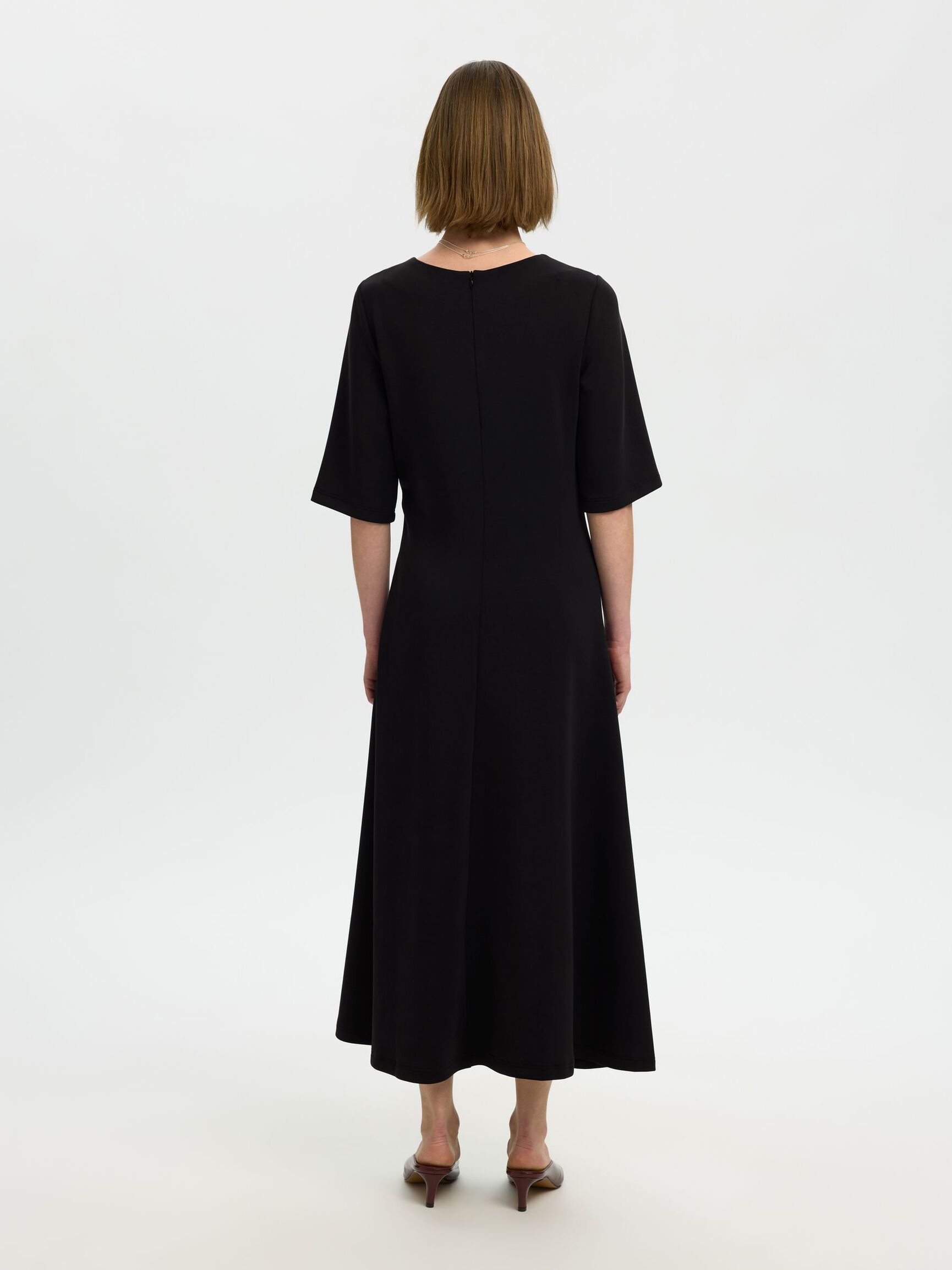 MET KORTE MOUWEN MAXI JURK, Black, highres
