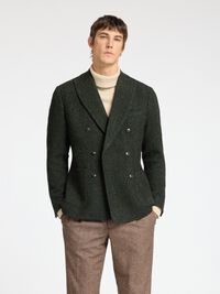 SLIM FIT FISKBEN DUBBELKNÄPPT KAVAJ, Dark Green, highres