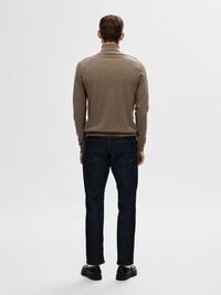LONG-SLEEVED ROLL NECK PULLOVER, Teak, highres