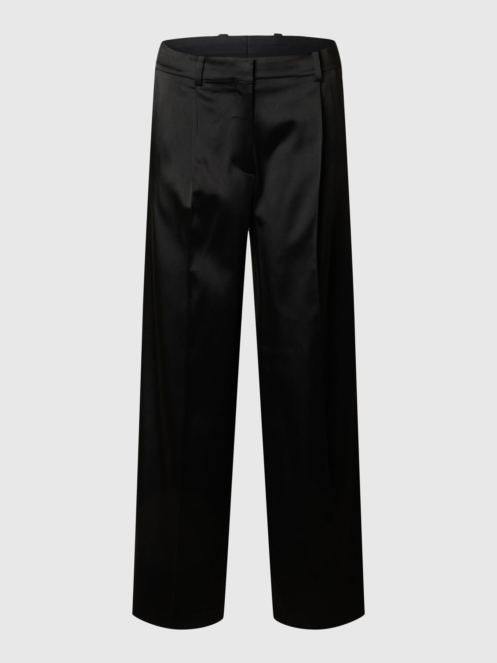 MID WAIST WIDE-LEG TROUSERS, Black, highres