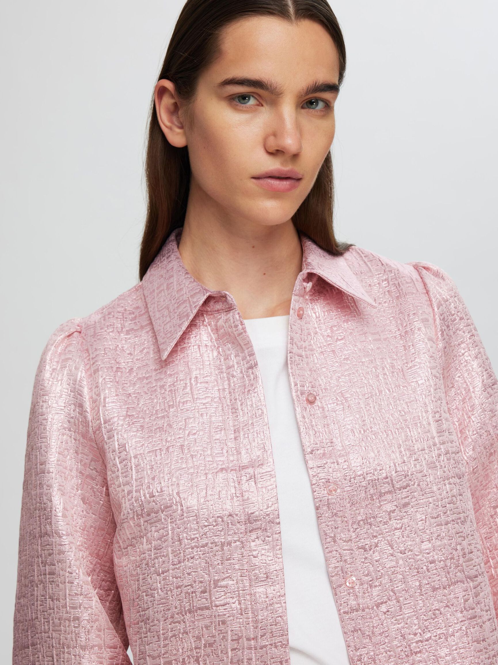 JACQUARD MÉTALLISÉ CHEMISE, Cradle Pink, highres