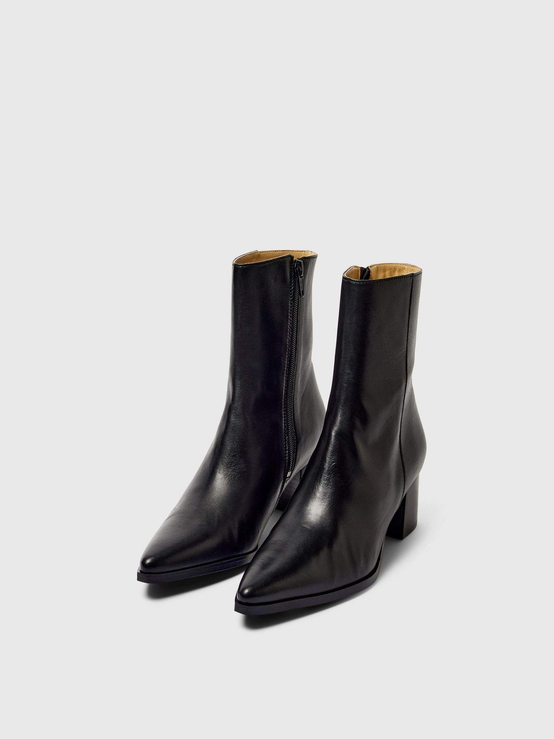LEDER STIEFELETTEN, Black, highres