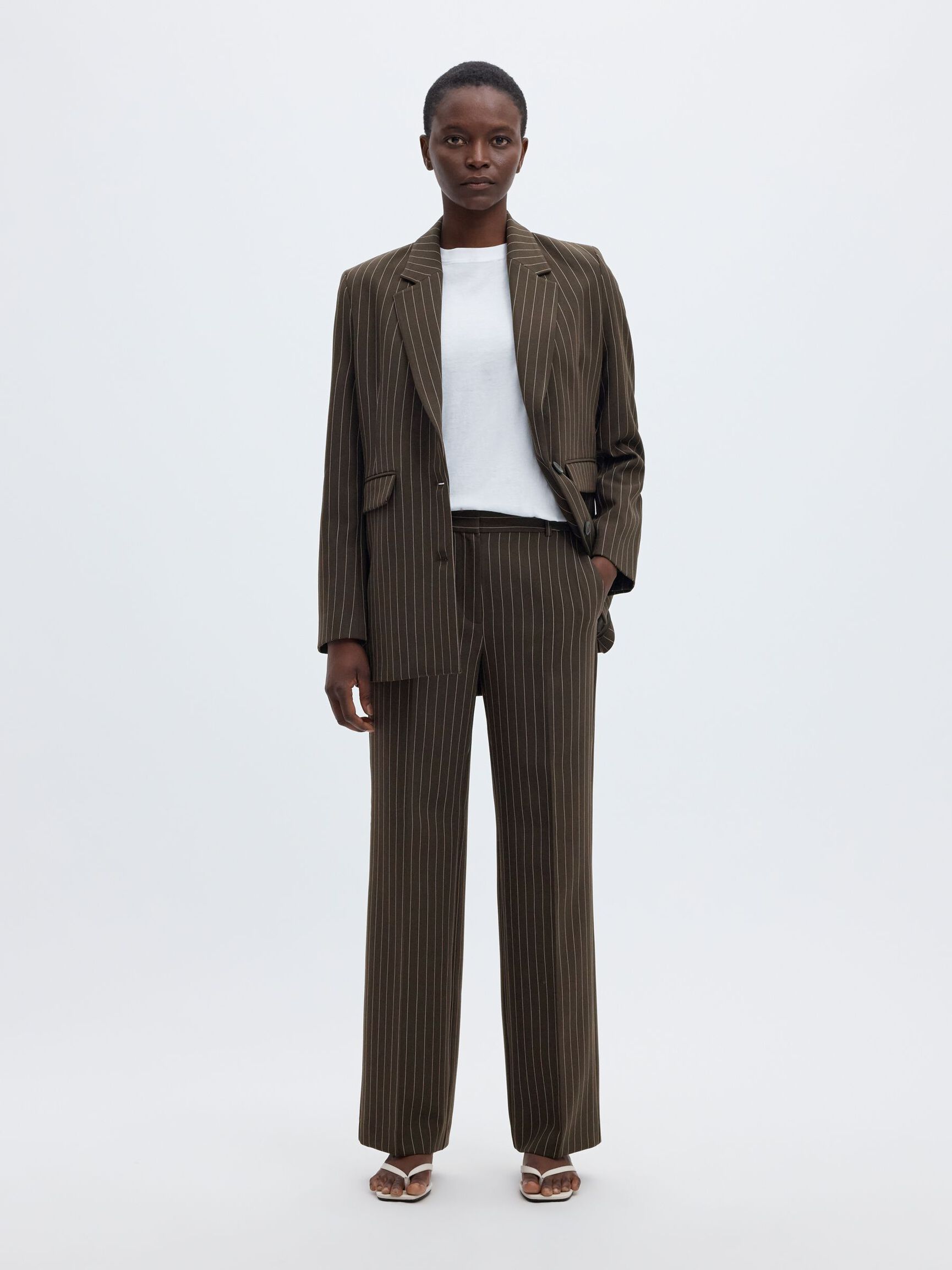 VISCOSE BLEND PINSTRIPE TROUSERS, Delicioso, highres