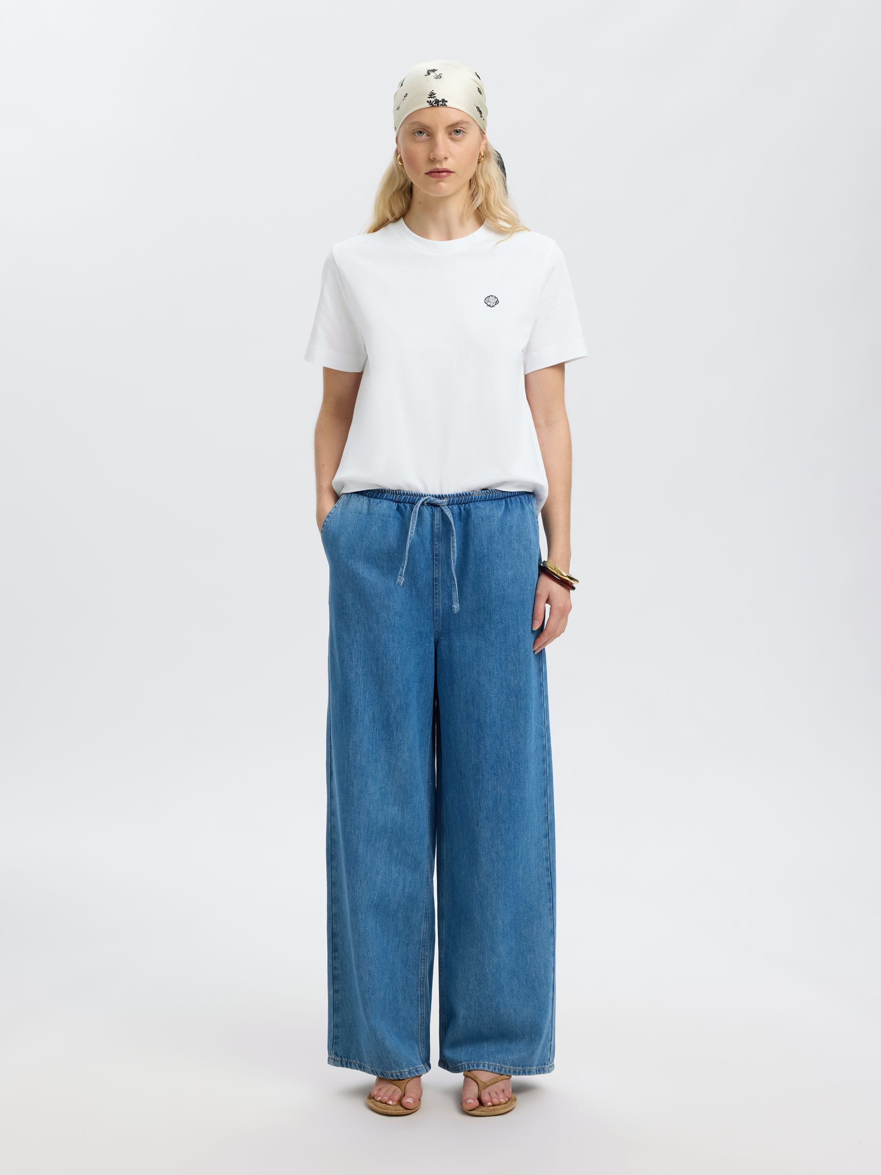 EMBROIDERED CREWNECK T-SHIRT, Bright White, highres