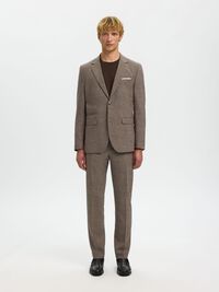 SLIM FIT SINGLE-BREASTED BLAZER, Dark Sand Melange, highres