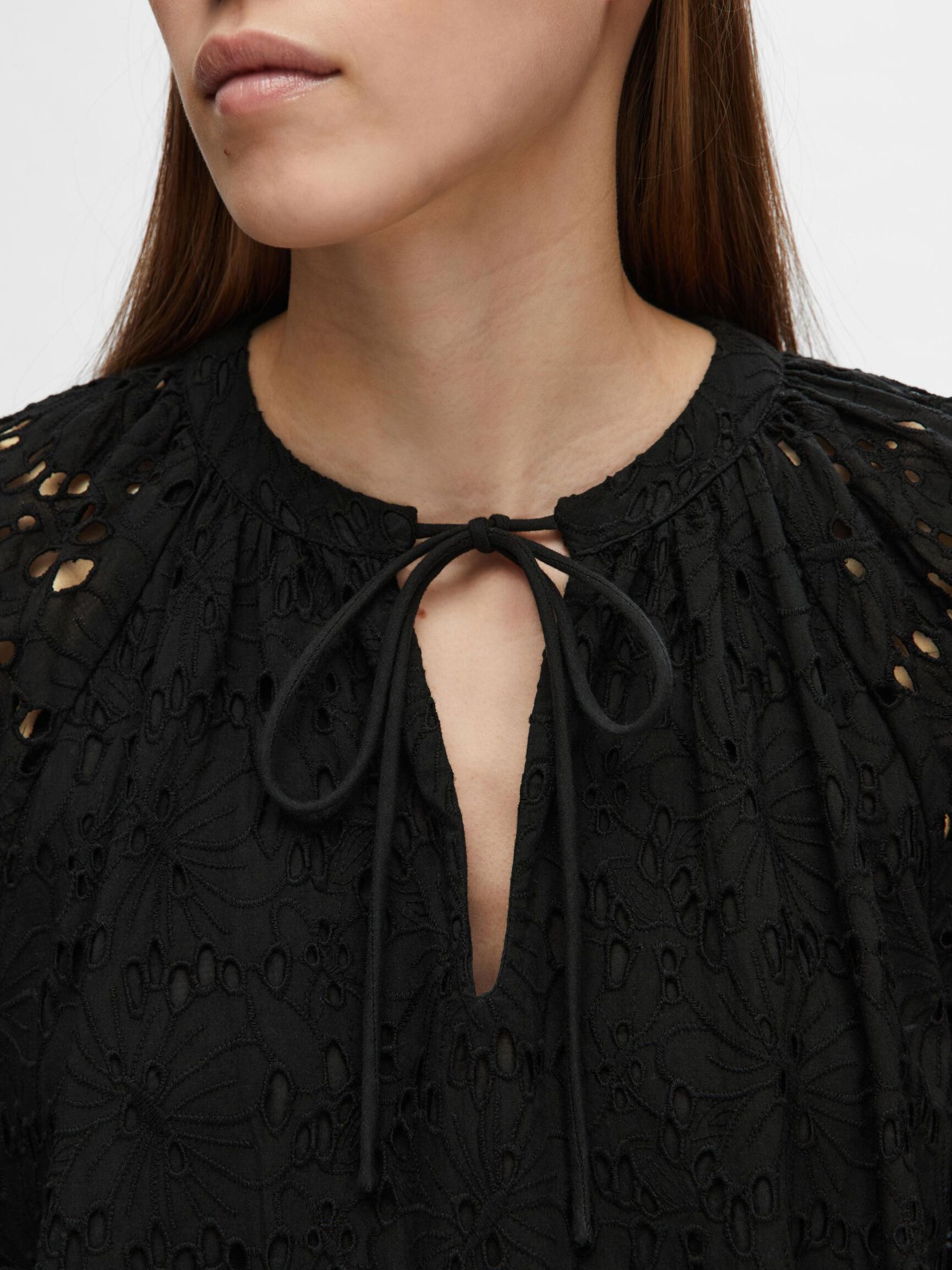BRODERIE ANGLAISE MAXI DRESS, Black, highres