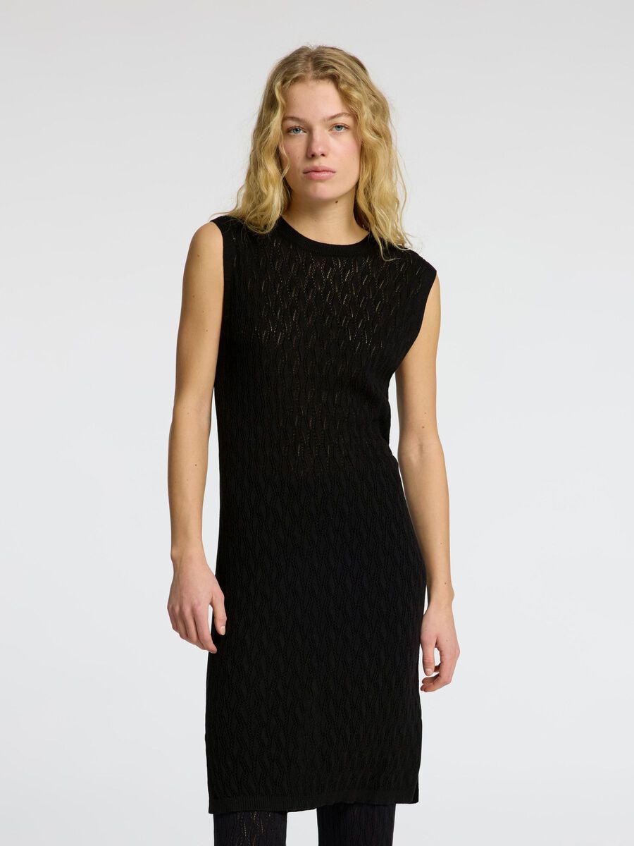 Selected PRENDA DE PUNTO VESTIDO MIDI, Black, highres - 16096824_Black_003.jpg