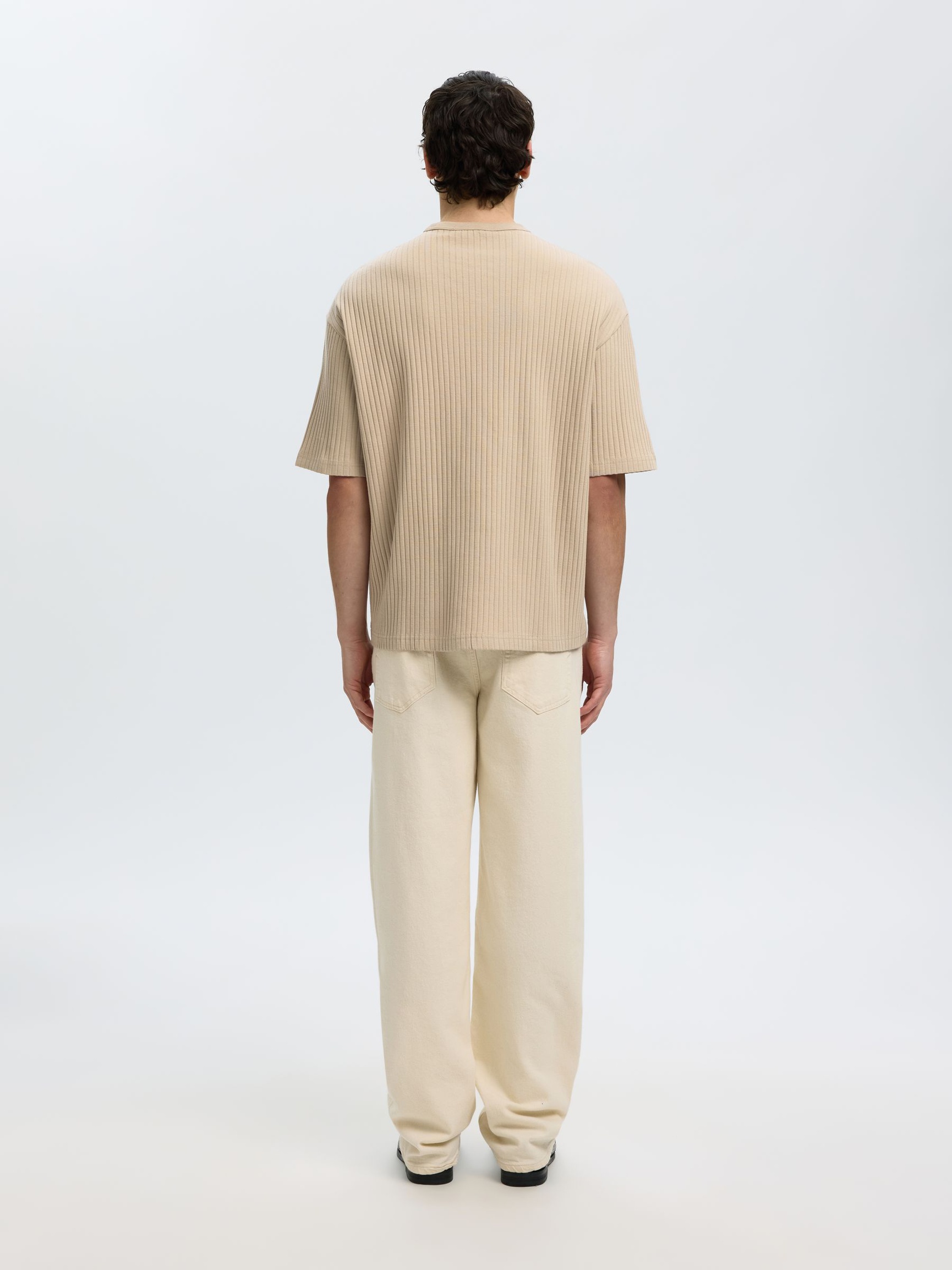 GERIPPTES RELAXED FIT T-SHIRT, Pure Cashmere, highres