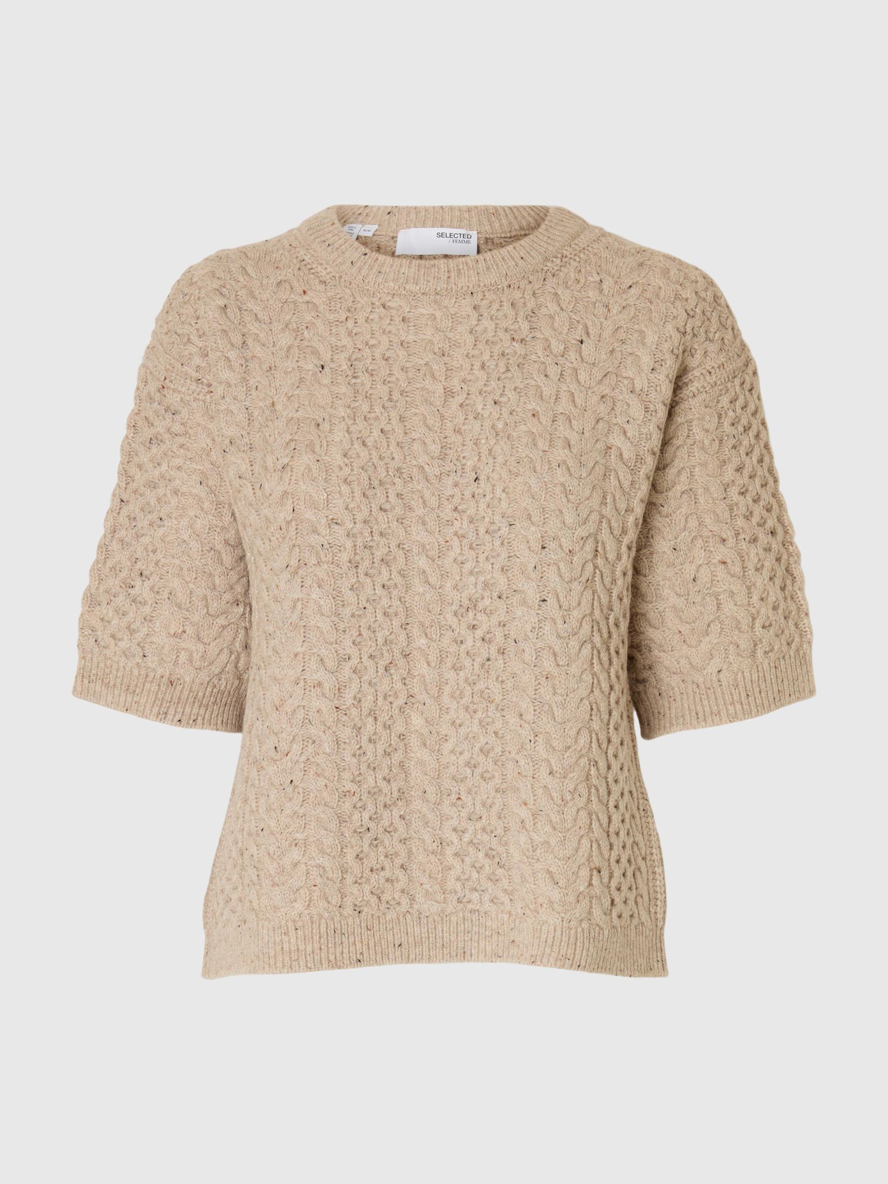 WOOL BLEND KNITTED PULLOVER, Birch, highres