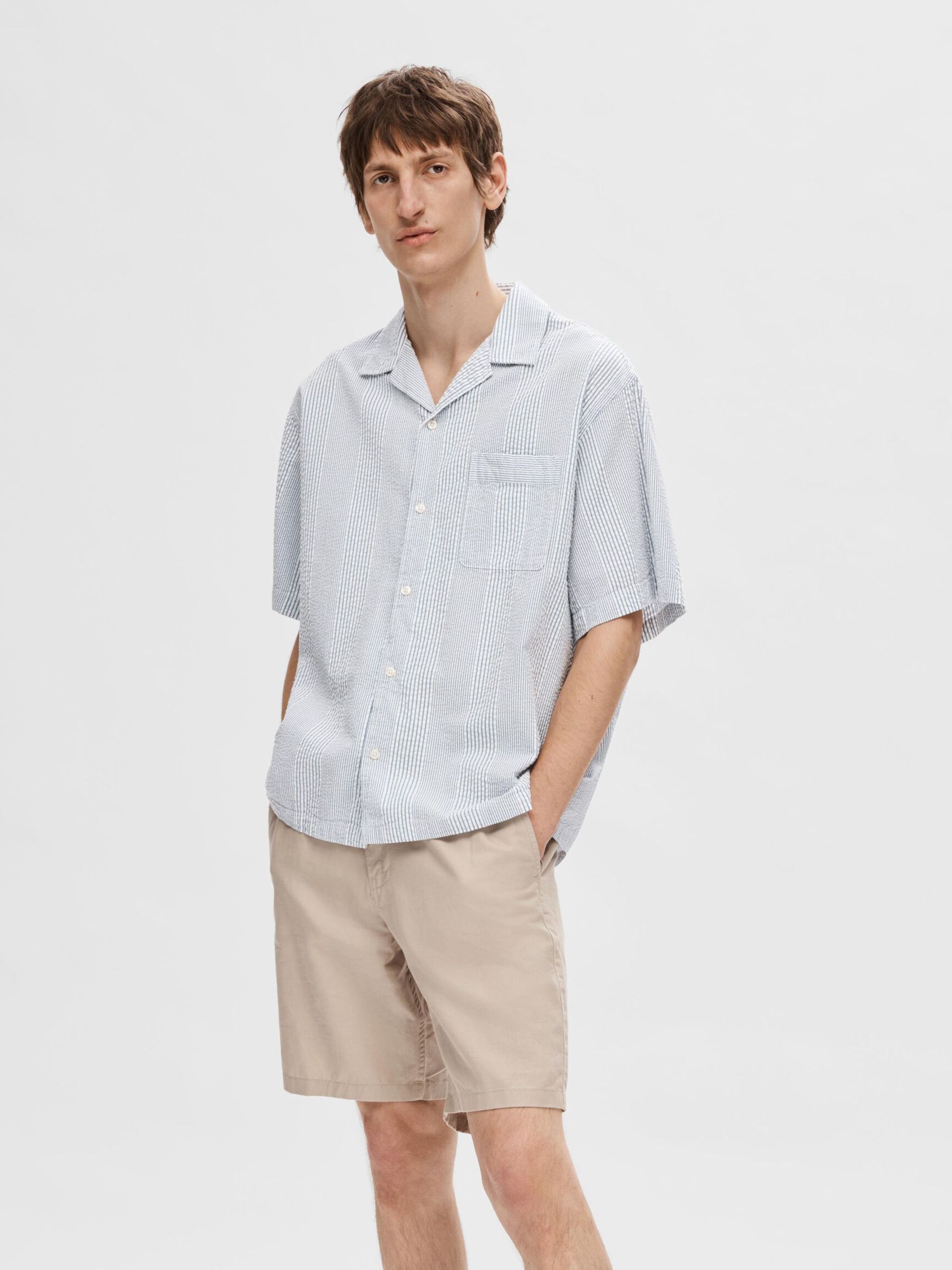 SEERSUCKER CHEMISE À MANCHES COURTES, Navy Blazer, highres