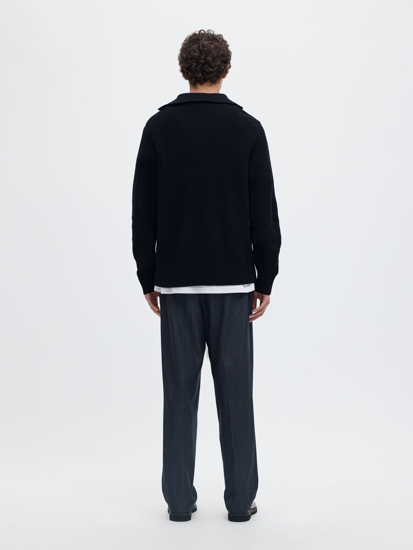 RIBBED ORGANIC COTTON HALF-ZIP JUMPER, Sky Captain, highres