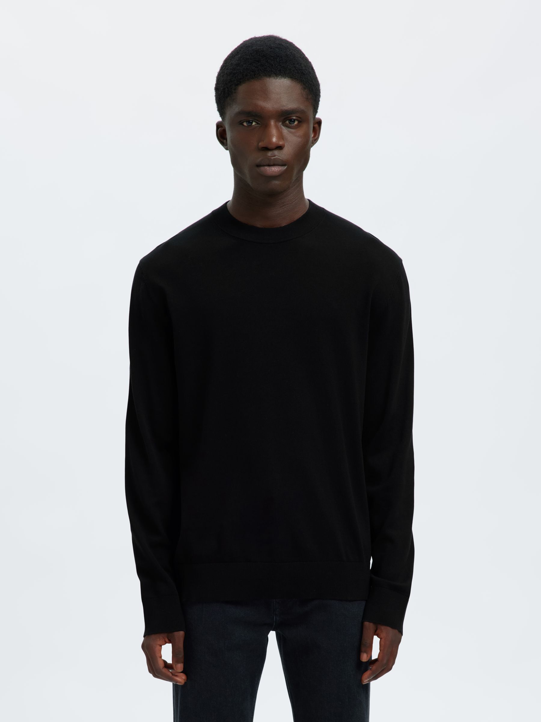 BAUMWOLL PULLOVER, Black, highres