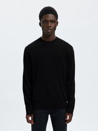 BAUMWOLL PULLOVER, Black, highres