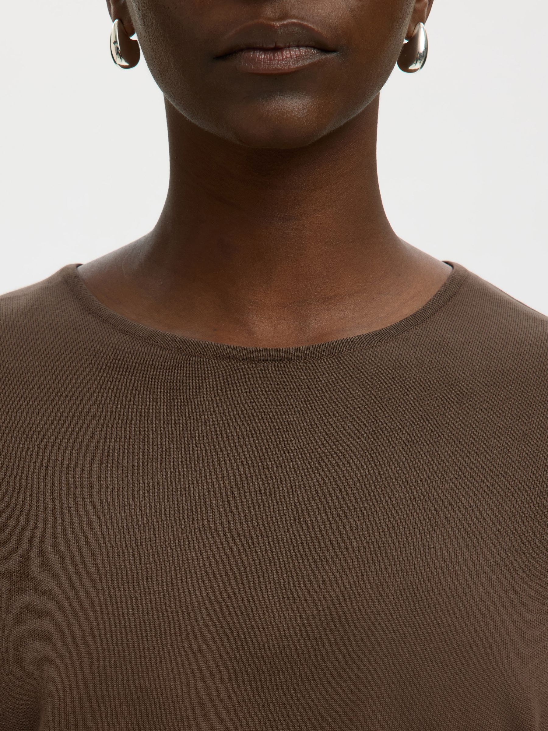 COTTON 2/4 SLEEVED BLOUSE, Chocolate Chip, highres