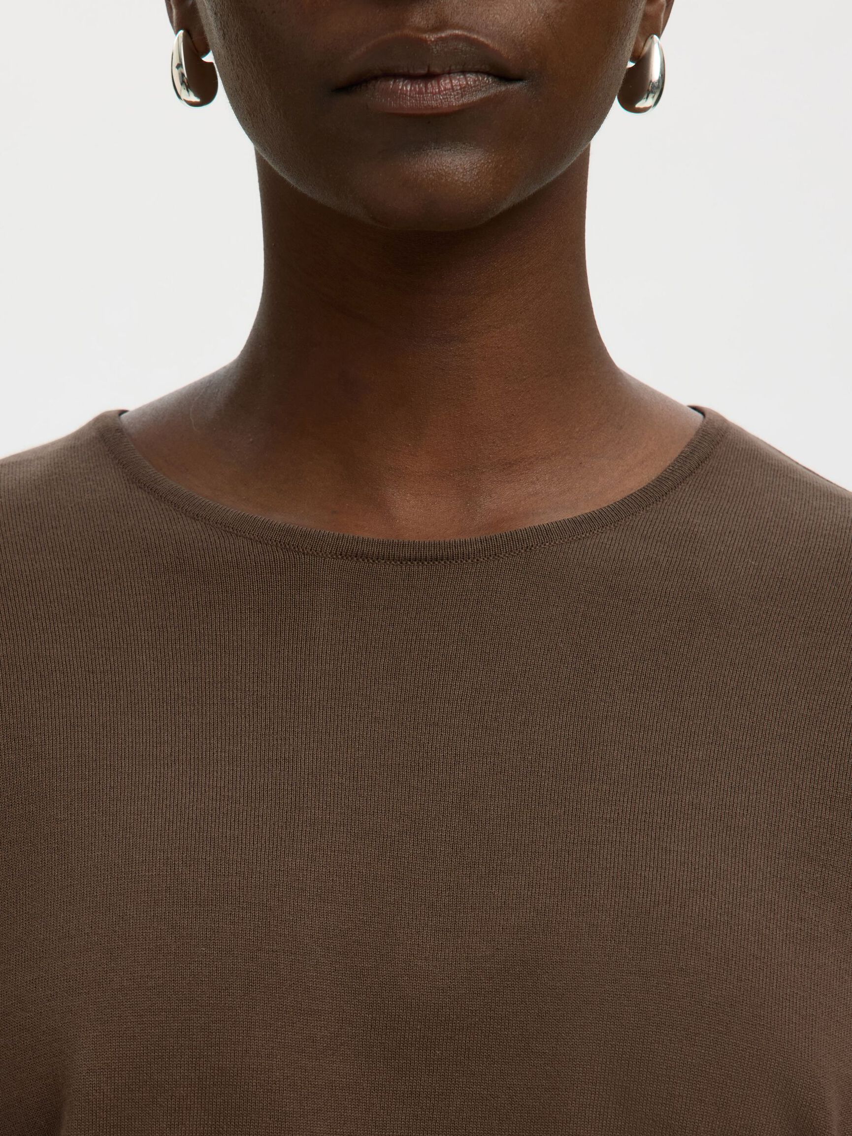 COTTON 2/4 SLEEVED BLOUSE, Chocolate Chip, highres