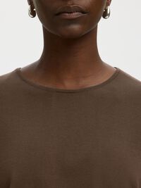 COTTON 2/4 SLEEVED BLOUSE, Chocolate Chip, highres