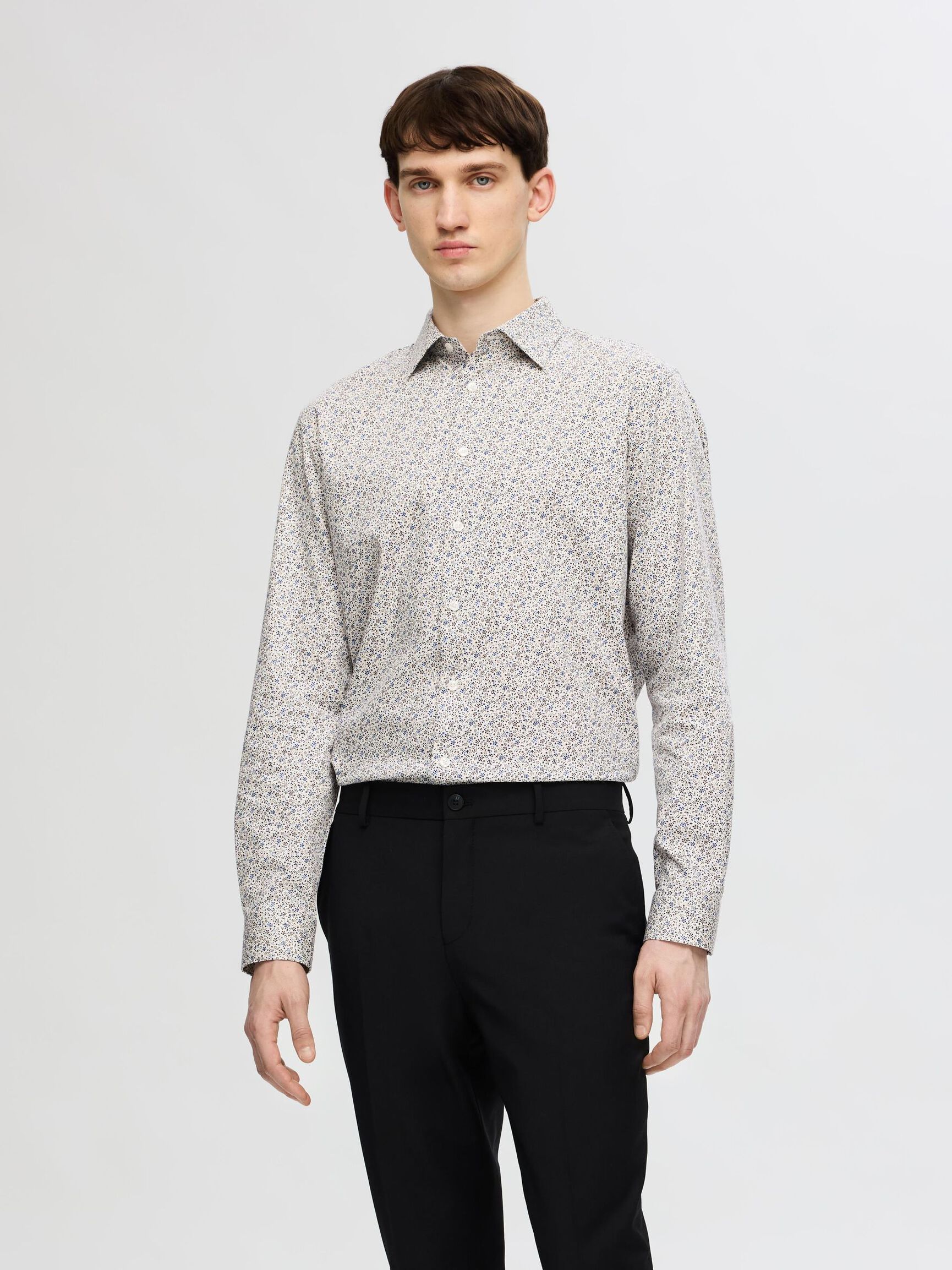 SLIM FIT SKJORTE, Egret, highres