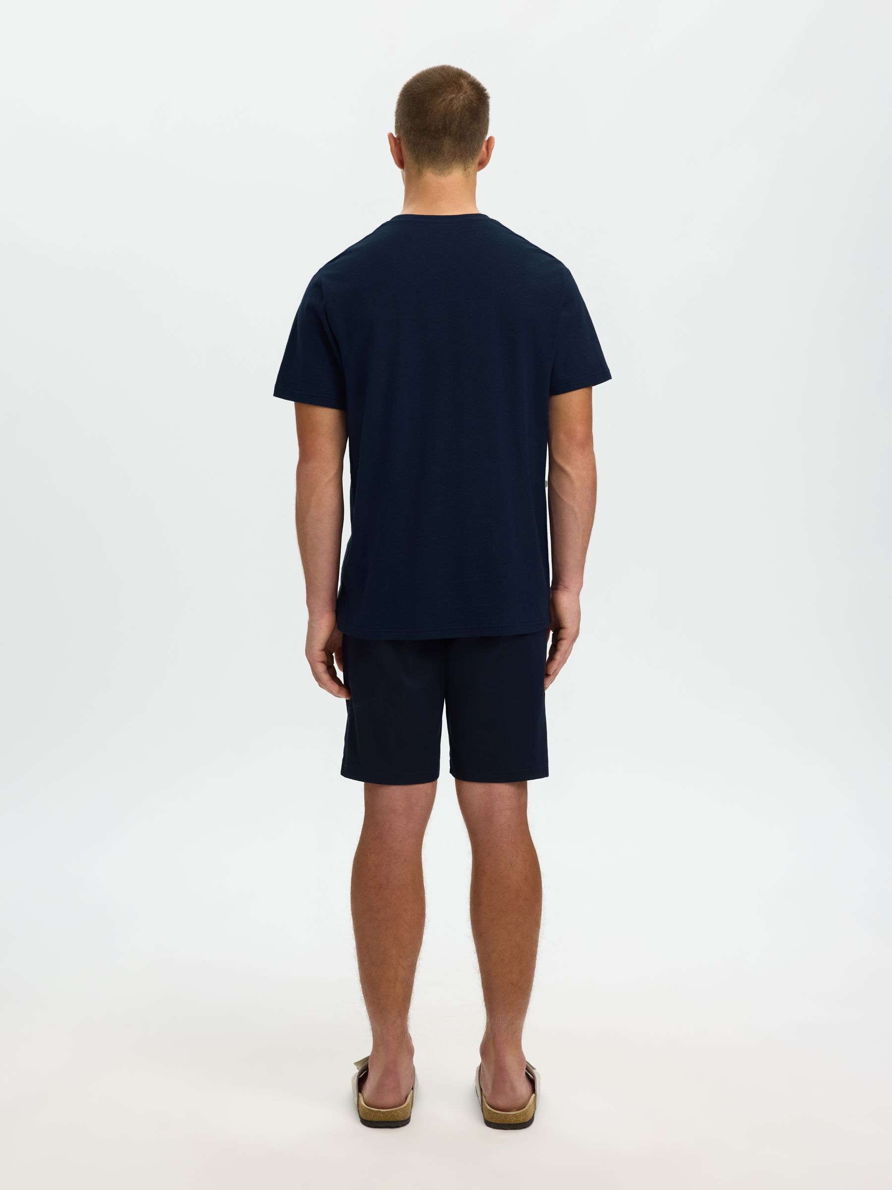 LINEN BLEND  T-SHIRT, Sky Captain, highres