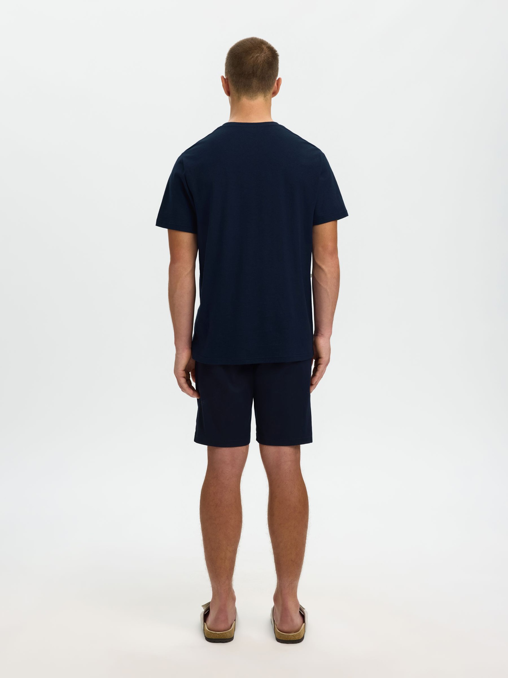 LINEN BLEND T-SHIRT, Sky Captain, highres