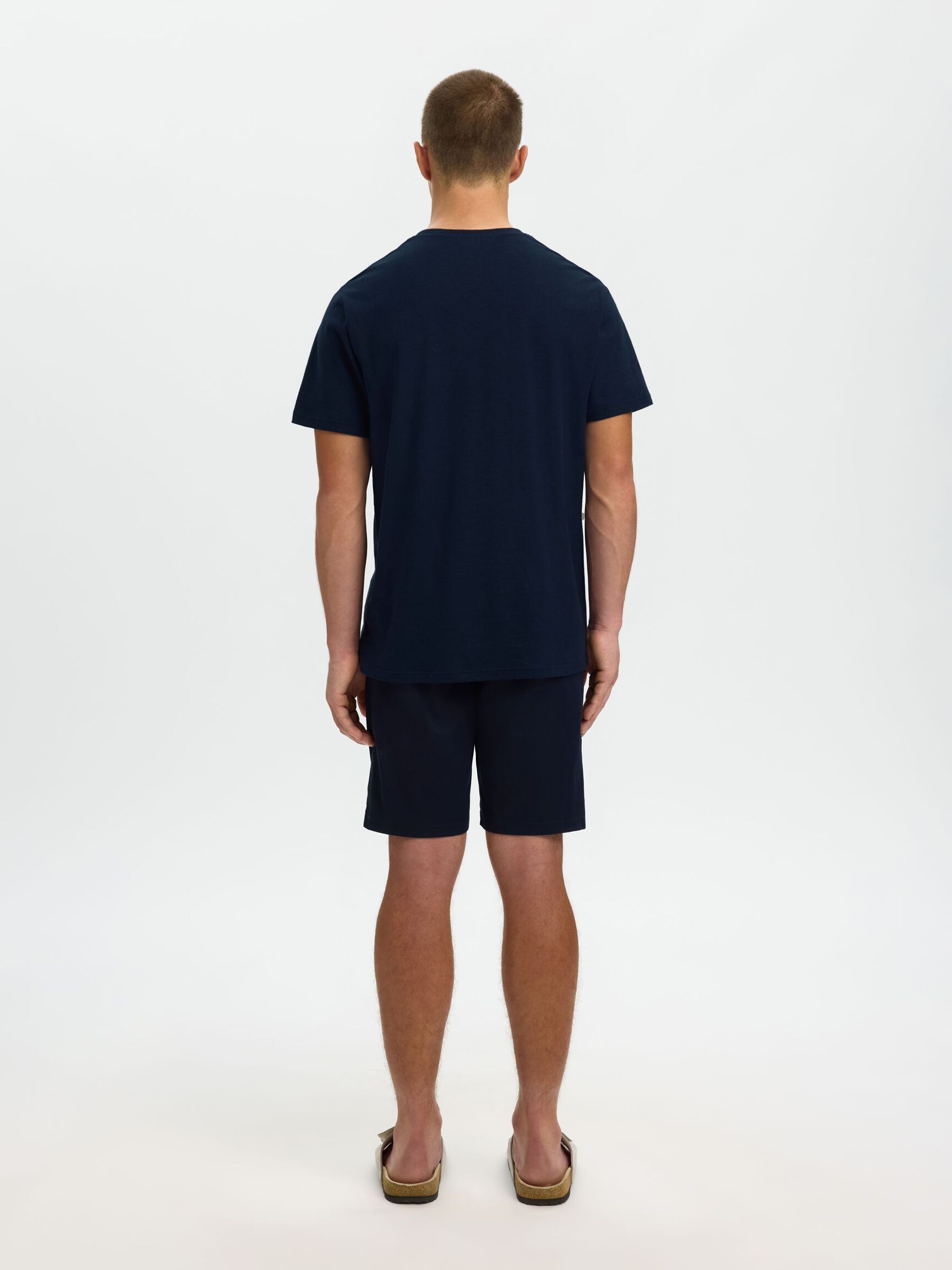 LINEN BLEND  T-SHIRT, Sky Captain, highres