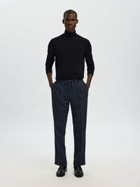 ULLBLANDNING AVSMALNANDE BYXOR, Dark Navy, highres