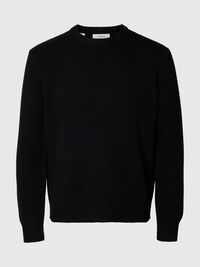 WOOL BLEND RELAXED FIT JUMPER, Black, highres