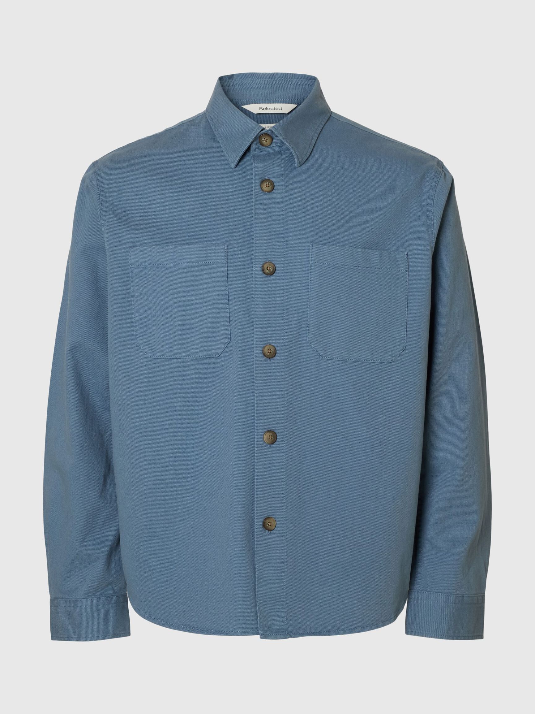 REGULAR FIT TWILL OVERSHIRT, Blue Mirage, highres