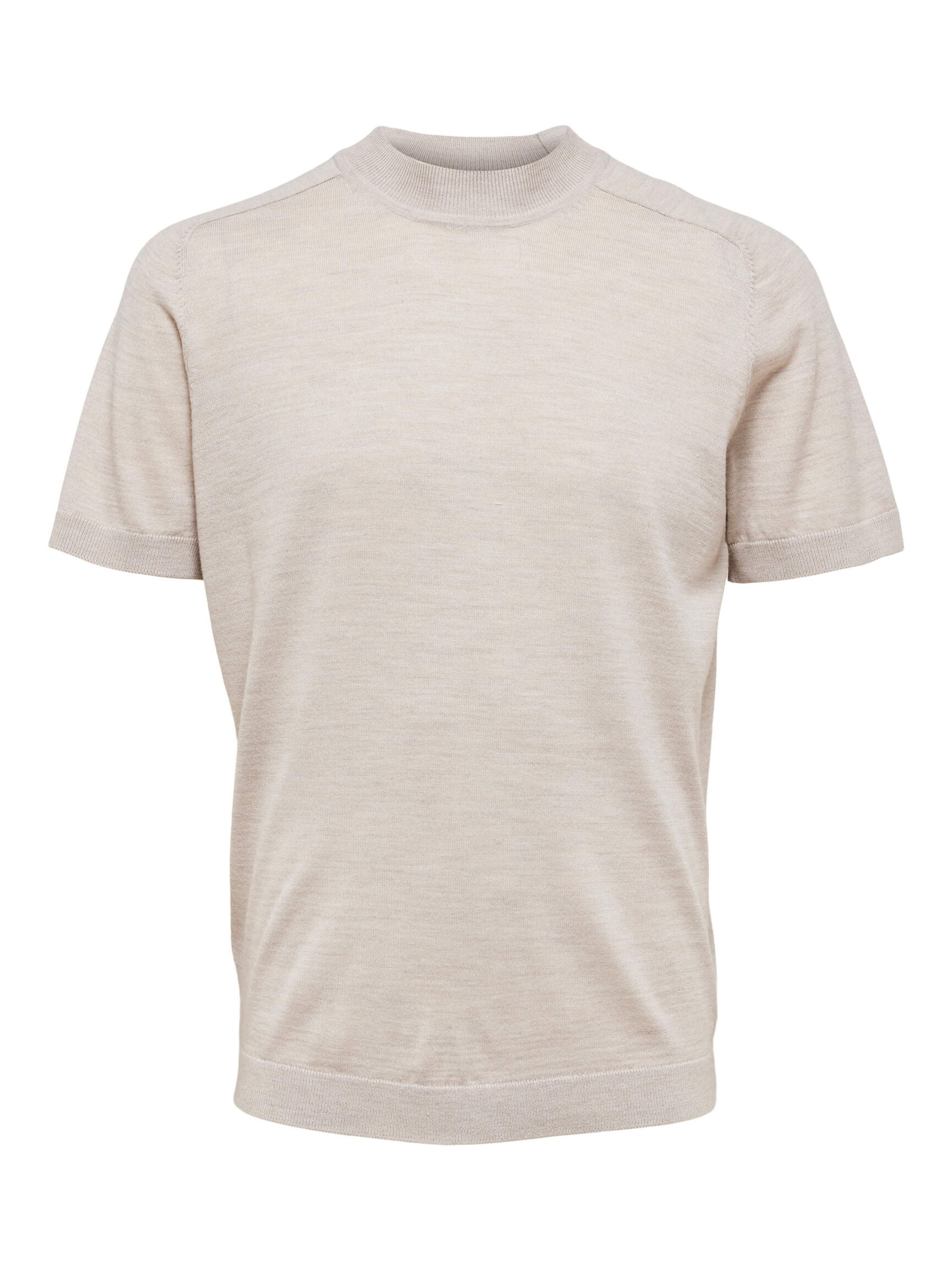 KNITTED SHORT SLEEVED TOP, Fog, highres