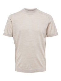 KNITTED SHORT SLEEVED TOP, Fog, highres