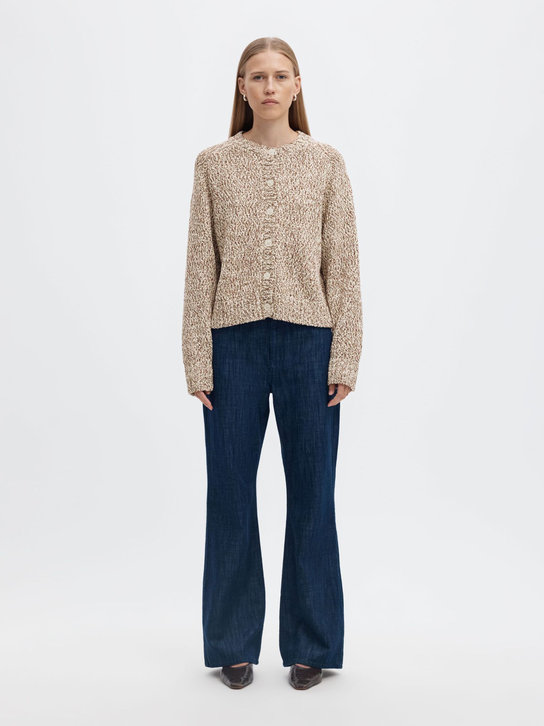 BIOBAUMWOLL STRICKJACKE, Cloud Dancer, highres