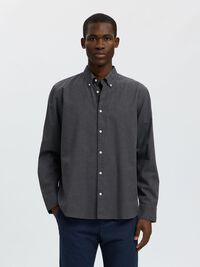 COTTON LONG SLEEVED SHIRT, Dark Grey Melange, highres