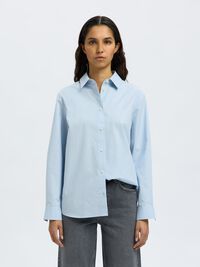COTTON RELAXED FIT SHIRT, Cashmere Blue, highres